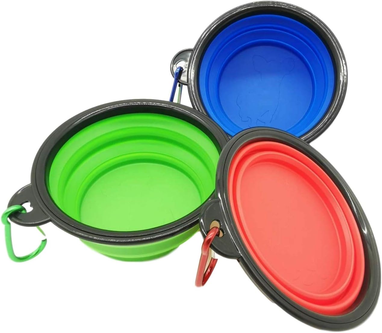 Pet Supplies : Collapsible Dog Bowl for Travel Foldable Expandable Cup Dish for Food or Water, Portable Dog Bowl Durable and Reusable for Pet Cat, Food Safe Silicone Lightweight & Leak-Proof, Free Carabiner 3-Pack : 