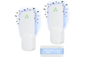 Fly Trap Indoor, Fruit Fly Traps for Indoors, Two Modes Protect 400 Sq Ft for Home, 2 Devices 12 Glue Cards, Flying Insect Tr