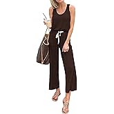 PRETTYGARDEN One Piece Jumpsuits for Women 2026 Summer Casual Drawstring Sleeveless Tank Romper Beach Vacation Outfits
