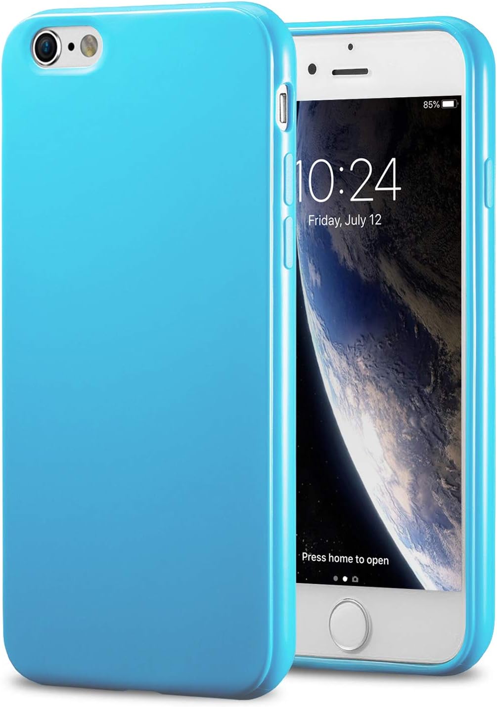 TENOC Phone Case Compatible for Apple iPhone 6S and iPhone 6 4.7 Inch, Slim Fit Cases Soft TPU Bumper Protective Cover, Glossy Light Blue
