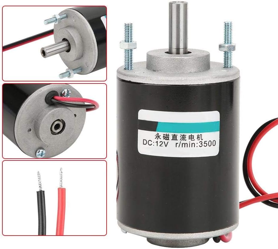 DC Motor Speed Adjustable, 12/24V 30W Hollow Shaft Permanent Magnet Brush DC Motor, Permanent Magnet High Speed Brush Small DC Motor(3500rpm (12V)) - - 