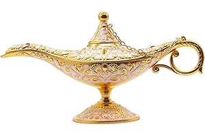 AVESON Classic Vintage Collectable Rare Legend Aladdin Magic Genie Costume Lamp Home Table Decoration & Gift, Golden White