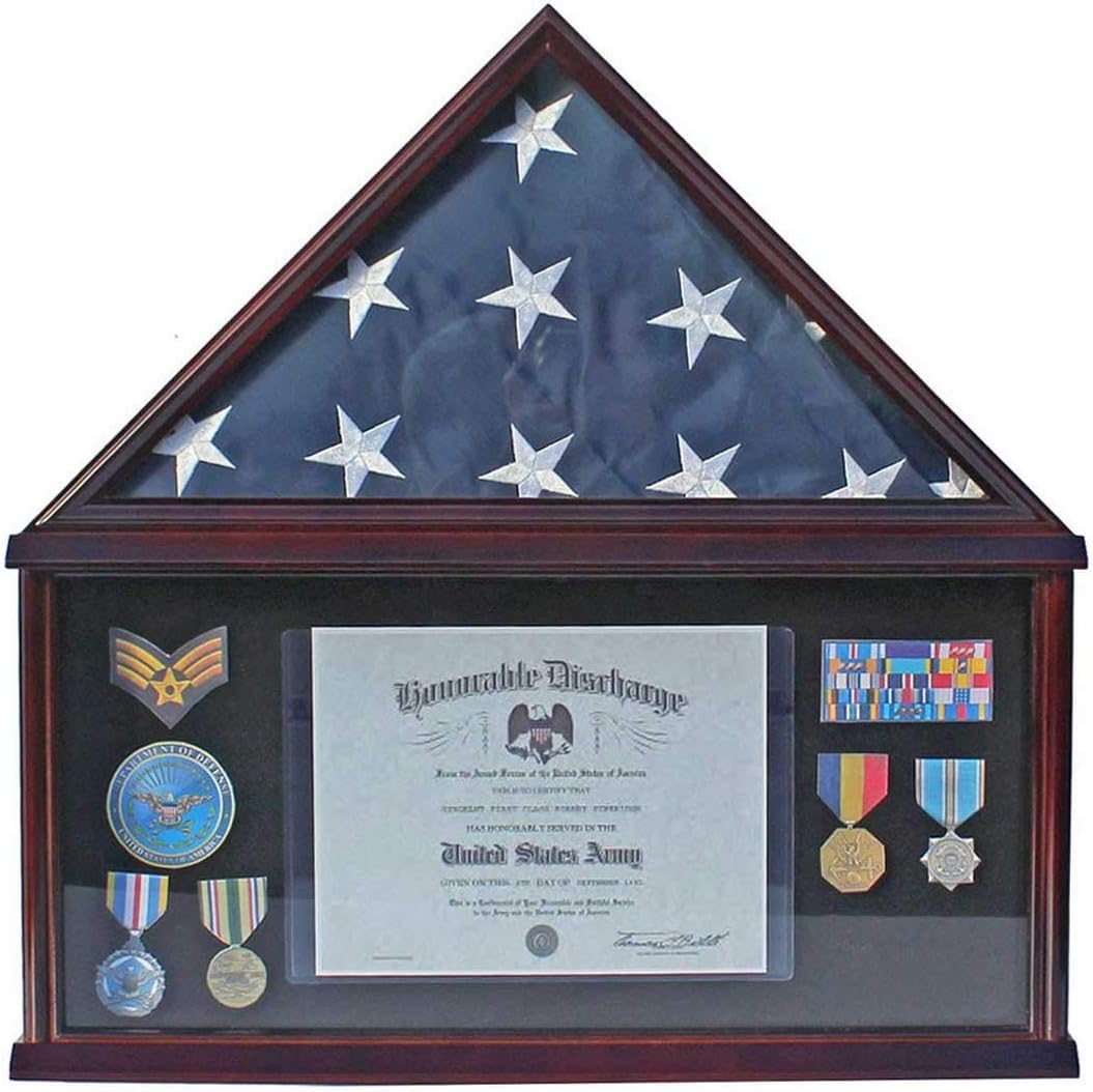 Elegant Memorial/Funeral Flag Display Case Storage Military