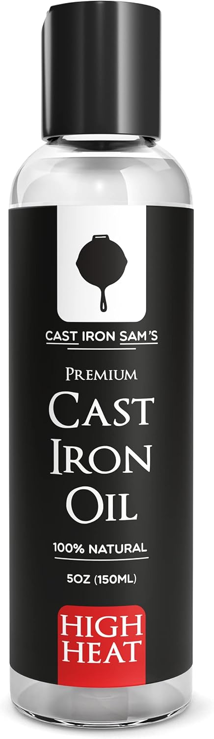 High Heat No Smoke Cast Iron Seasoning Oil- Will not Smoke to Over 400 Degrees - Clean, Condition, Protect and Care for Your Castiron Cookware – 100% Natural Oils