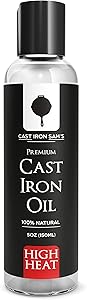 High Heat No Smoke Cast Iron Seasoning Oil- Will not Smoke to Over 400 Degrees - Clean, Condition, Protect and Care for Your Castiron Cookware – 100% Natural Oils