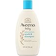 Aveeno Baby Daily Moisture Gentle Body Wash & Shampoo with Oat Extract, 2-in-1 Baby Bath Wash & Hair Shampoo, Tear- & Paraben-Free for Hair & Sensitive Skin, Lightly Scented, 8 fl. oz