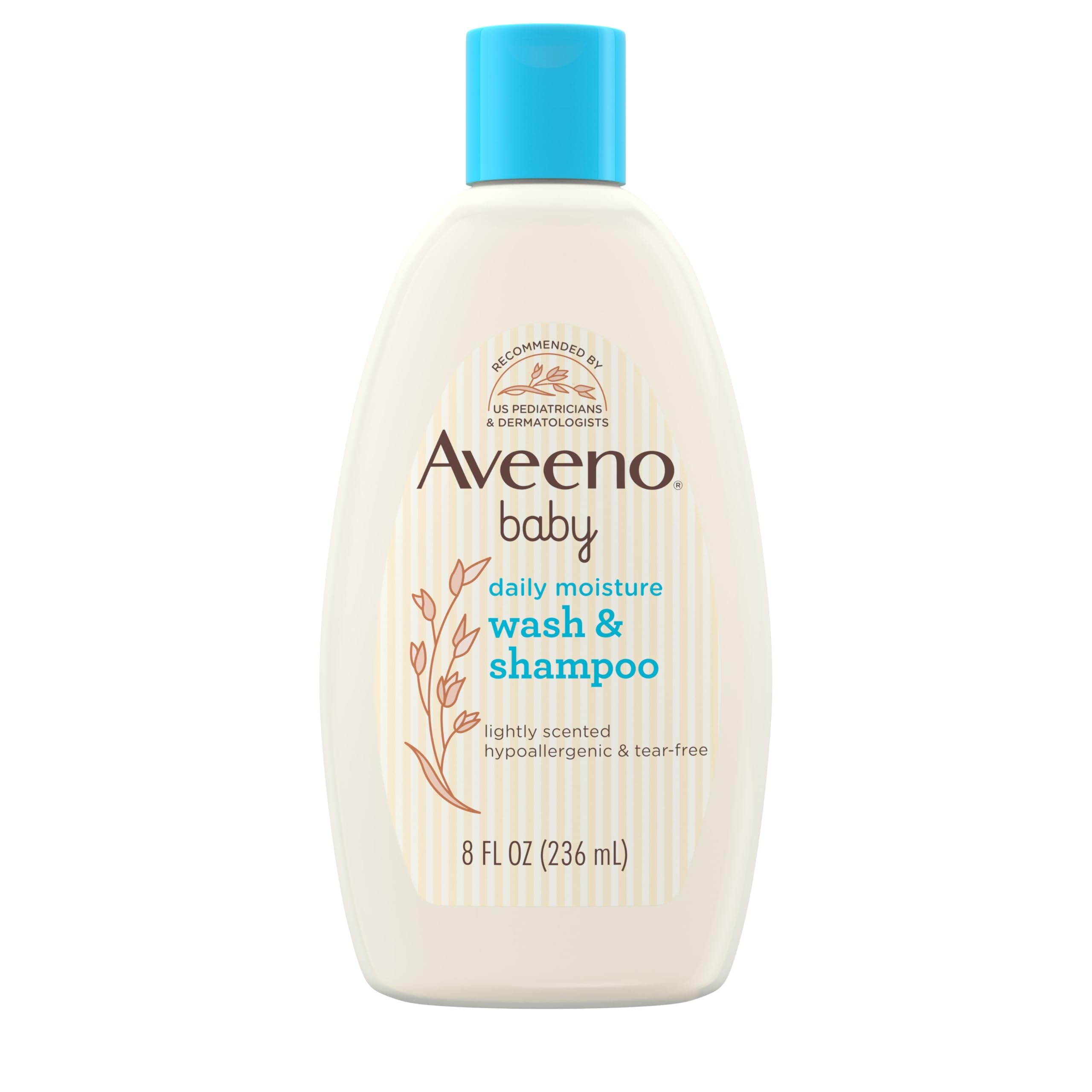 Aveeno Baby Gentle Wash & Shampoo with Natural Oat Extract, Tear-Free &, Lightly Scented, 8 fl. oz (Pack of 2)