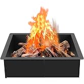 OUSHENG 32" Square Fire Pit Ring Insert Heavy-Duty Steel DIY Camping | Open bottom design for above/in-ground DIY pits. 36" outer x 32" inner. Easy 8-panel assembly. Portable for patio.