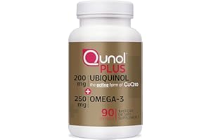 Qunol Plus Ubiquinol Coq10 200mg with Omega 3 250mg Extra Strength Antioxidant (Bovine Version), 90 Count
