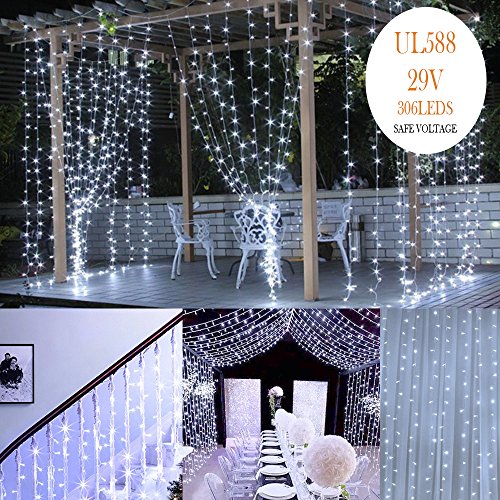 Knonew led window curtain icicle lights, 306 leds, 9.8f…