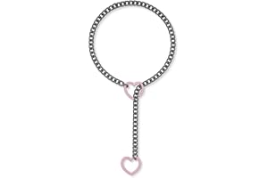 ADEMISHIA Womens Slip Chain Necklace With Heart O-ring, Handmade Punk Rock Cuban Chain Lariat Y-Necklace Adjustable Long Chain Collar Jewelry