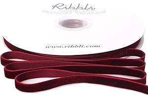 Ribbli Burgundy Velvet Ribbon 3/8 Inches Continuous 25 Yard Spool Green Christmas Ribbon for Gift Wrapping Crafts Home Decor