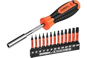 Long Torx Bit Set with Magnetic Bit Driver,TEKPREM 13-Piece Security Torx Screwdriver Bit Set with 2 inch T4 T5 T6 T7 T8 T9 T10 T15 T20 T25 T27 T30 T40 Tamper Resistant
