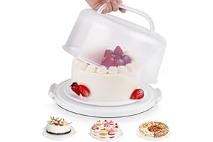 Cake Carrier with Lid and Handle, Multipurpose Cake Stand Fits 10 inch Cake, Cupcake Containers for 11 Cupcakes，Cake Holder S