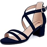 IDIFU Women's Block Low Chunky Heel Strappy Sandals Open Toe Ankle Strap Dress Wedding Evening Shoe for Women Bridal