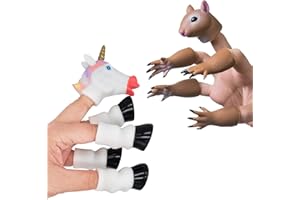 AQKILO Finger Puppet Set, Animals Puppet Show Theater Props, Novelty Toys Weird Stuff Gifts (Squirrel & Unicorn)