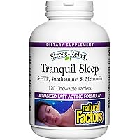 Natural Factors - Stress-Relax Tranquil Sleep, 5-HTP, Suntheanine & Melatonin, 120 Chewable Tablets