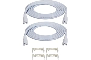 SinLoon UL-LP Certification T5 T8 LED Lamp Connecting Wire Ceiling Lights Daylight LED Integrated Tube Cable Linkable Cords for LED Tube Lamp Holder Socket Fittings with Cables(6.5FT/2M,2-Pack)