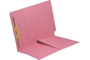 ECOM FOLDERS 11 pt Pink Folders, Full Cut End Tab, Letter Size, 1/2 Pocket Inside Front, Fastener Pos #1 (Box of 50)