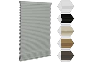 MYshade Cordless Blackout Window Blinds & Shades Pull Down Room Darkening Window Shades Light Blocking Honeycomb Cellular Shades for Indoor Windows Easy to Install 26 inch Wide, H50 Grey Blinds