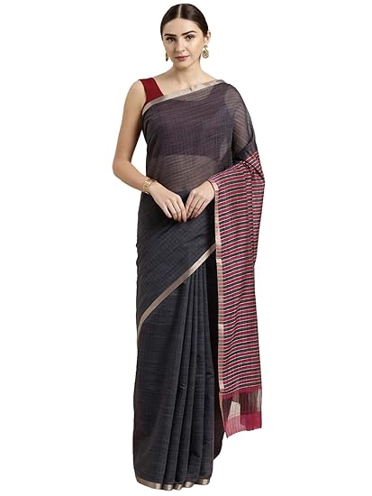 Womens Blended Cotton Saree (CCOPSC13594; Grey)