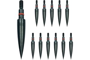 Hijiwannr Archery Points 75/100/125/150 Grains - 12pcs Stainless Steel 5/16 Inch Screw-in Bullet Points, Arrow Tips for Crossbow, Recurve & Compound Bow, Target Practice & Hunting