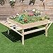 Giantex Garden Raised Bed Wood Flower Elevated Gardening Planter w/ 2 Side Platforms Plant Workstation