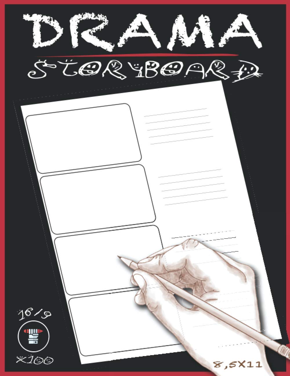 Drama Storyboard Sketchbook: Storyboard Notebook Template 16/9 Panel - 8.5 x 11 inches Layouts - 100 Pages US Letter (Storyboard Templates)