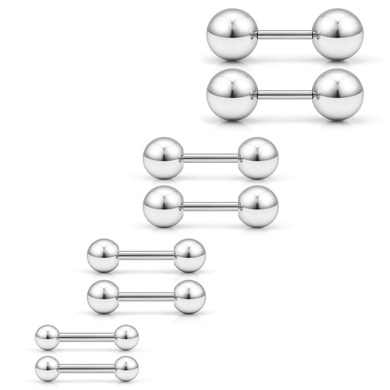 Buy Yaalozei 18G Stainless Steel Ball Barbell Stud Earrings Set Ear