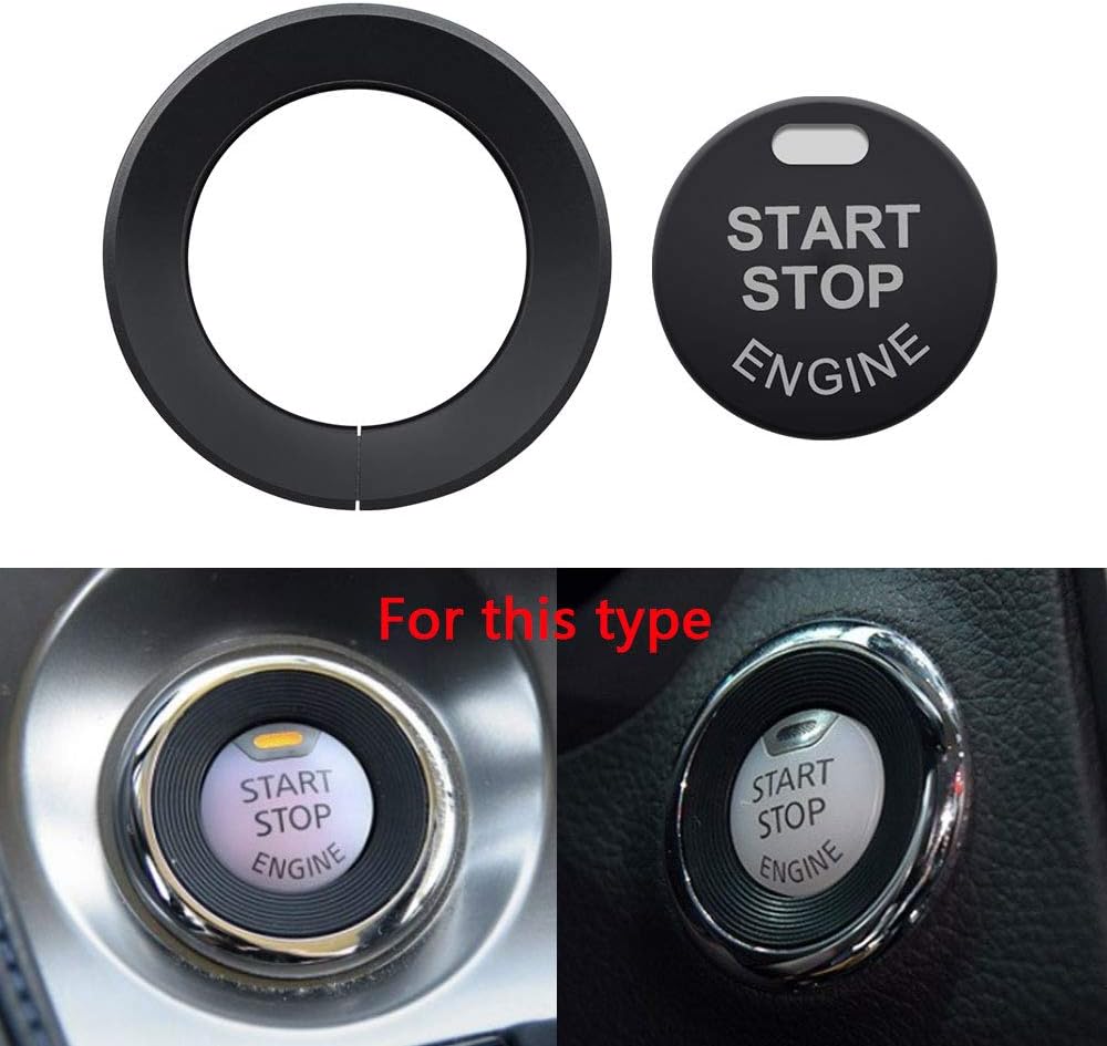 Ceyes Black Start Stop Engine Button Cover+Ring Ignition Start Button Metal Sticker Push to Start Button Cover for Nissan Altima Murano Teana Pathfinder Titan Maxima Juke Infiniti Q50 Q60 QX60
