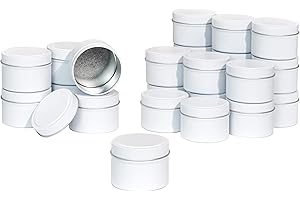 Aroparc White Candle Tins 4oz, 24 Piece Bulk Candle Containers for Candle Making Supplies - White