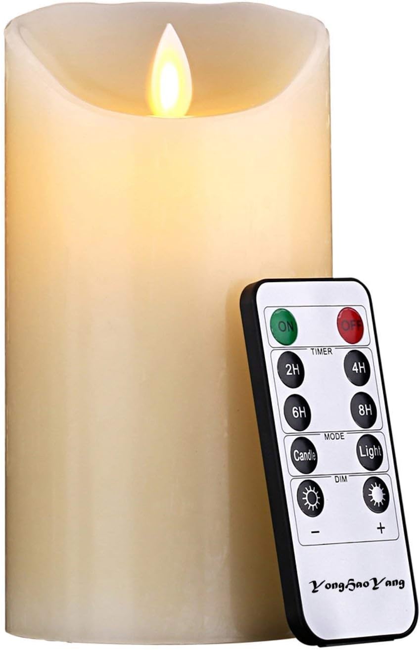 LED Candles,Flameless Candles 6" Height (Dia 3.25") Ivory Dripless Real Wax Pillars Include Realistic Dancing LED Flames and Remote Control,Gift Decoration for Party,Holiday (1 * 1, Ivory)