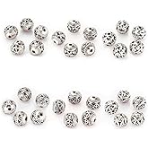 LolliBeads (TM) 10mm 30Pcs Tibetan Silver Round Hollow Spacer Charm Beads Jewelry Findings Mix Lot Box Set Assortment