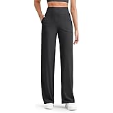 G4Free Women's Ribbed Knit Wide Leg Pants with Pockets Lightweight Stretchy Yoga Pants Casual Lounge