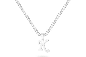 LUXEJEW Stainless Steel Initial A-Z Pendant Necklace for Men Boys Women Gold/Silver Cuban Link Chain Letter Necklace Mens Jewelry Gifts