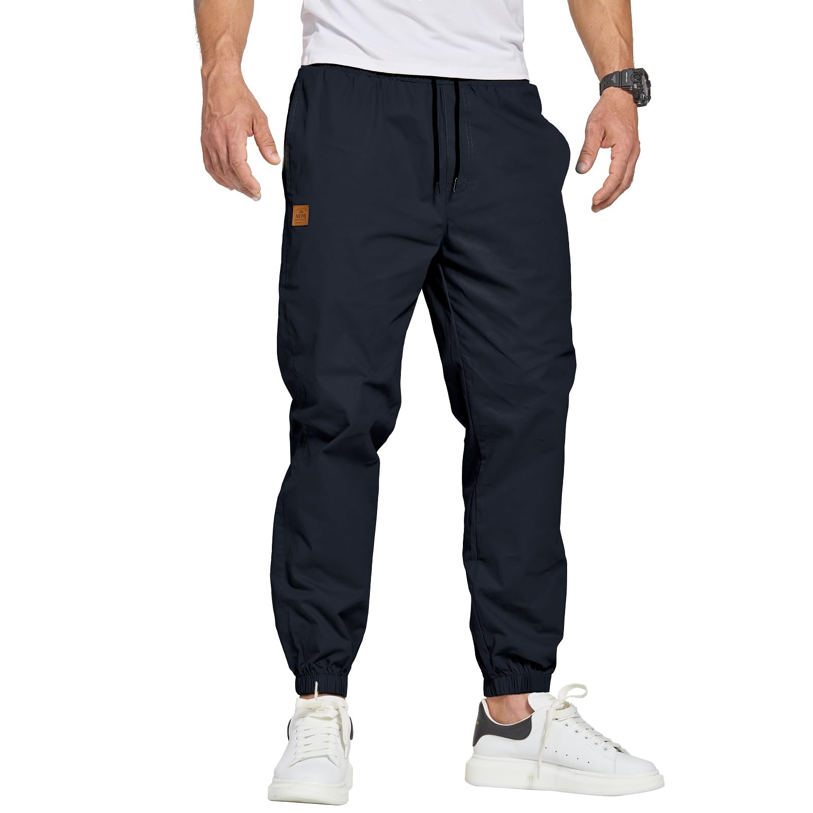 ZOXOZ Herren Hose Chino Cargohose Herren Jogginghose Herren Sweatpants Baumwolle Casual Freizeithose Elastische Taille mit Kordelzug Sporthose Herren mit Taschen Schwarz L