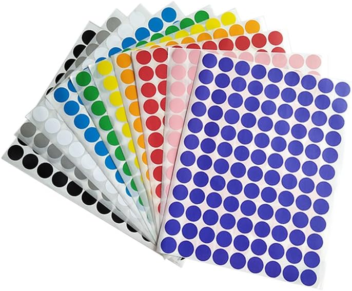 10 Colors 0.75 Inch Round Dot Labels Stickers Coding Labels 10 Sheets 1080 Stickers