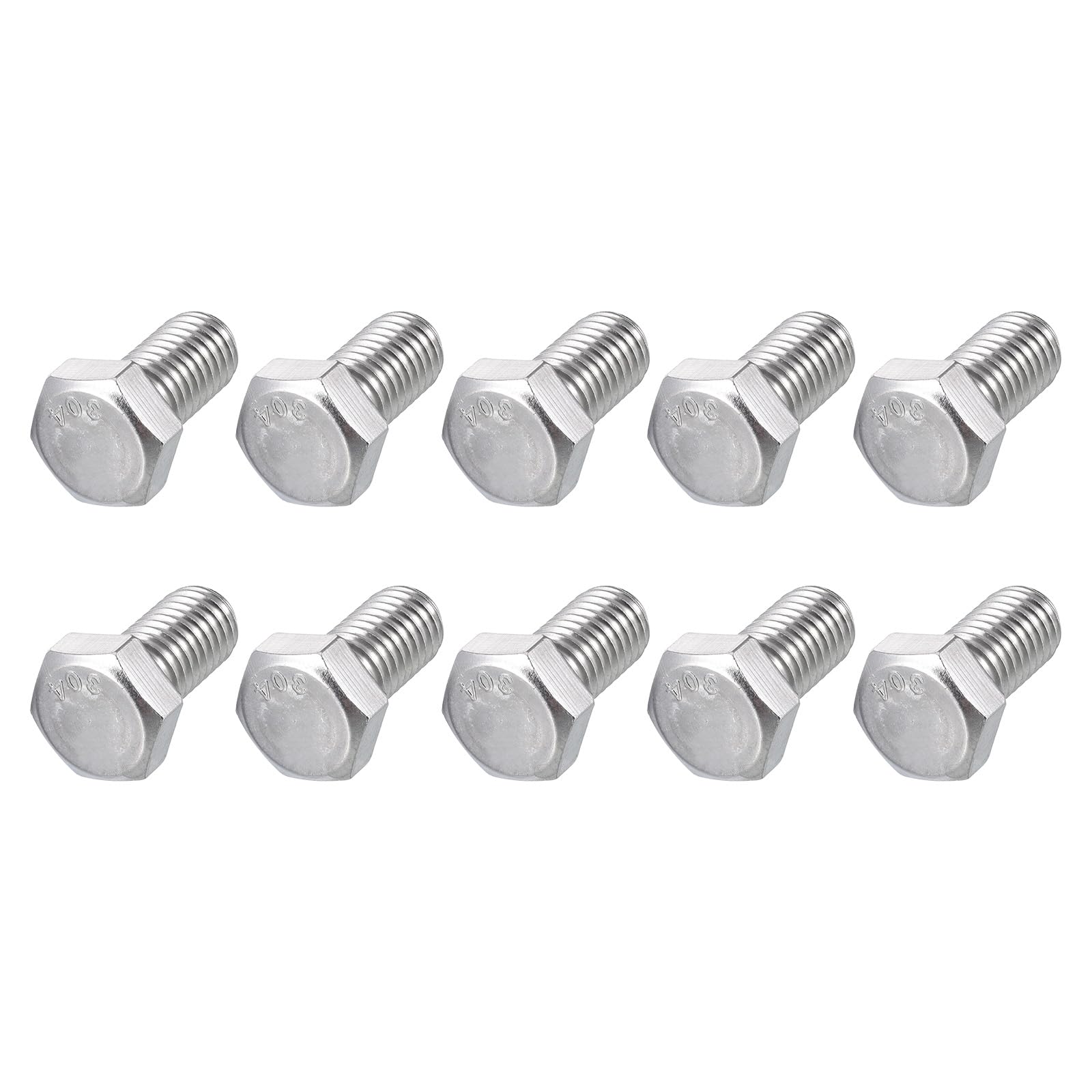 METALLIXITY Hex Head Bolts (1/2-13 x 1") 10Pcs, 304 Stainless Steel 18-8, Fully Threaded, External Hex Drive, Plain Finish, Hex Head Screw Bolt, Silver โ image 1
