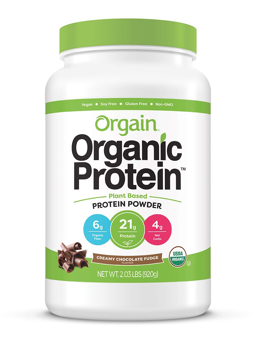 Orgain Organic Plant Based Protein Powder, Creamy Chocolate Fudge - Vegan, Low Net Carbs, Non Dairy, Gluten Free, Lactose Free, No Sugar Added, Soy Free, Kosher, 2.03 Pound (Packaging May Vary): Prime Pantry