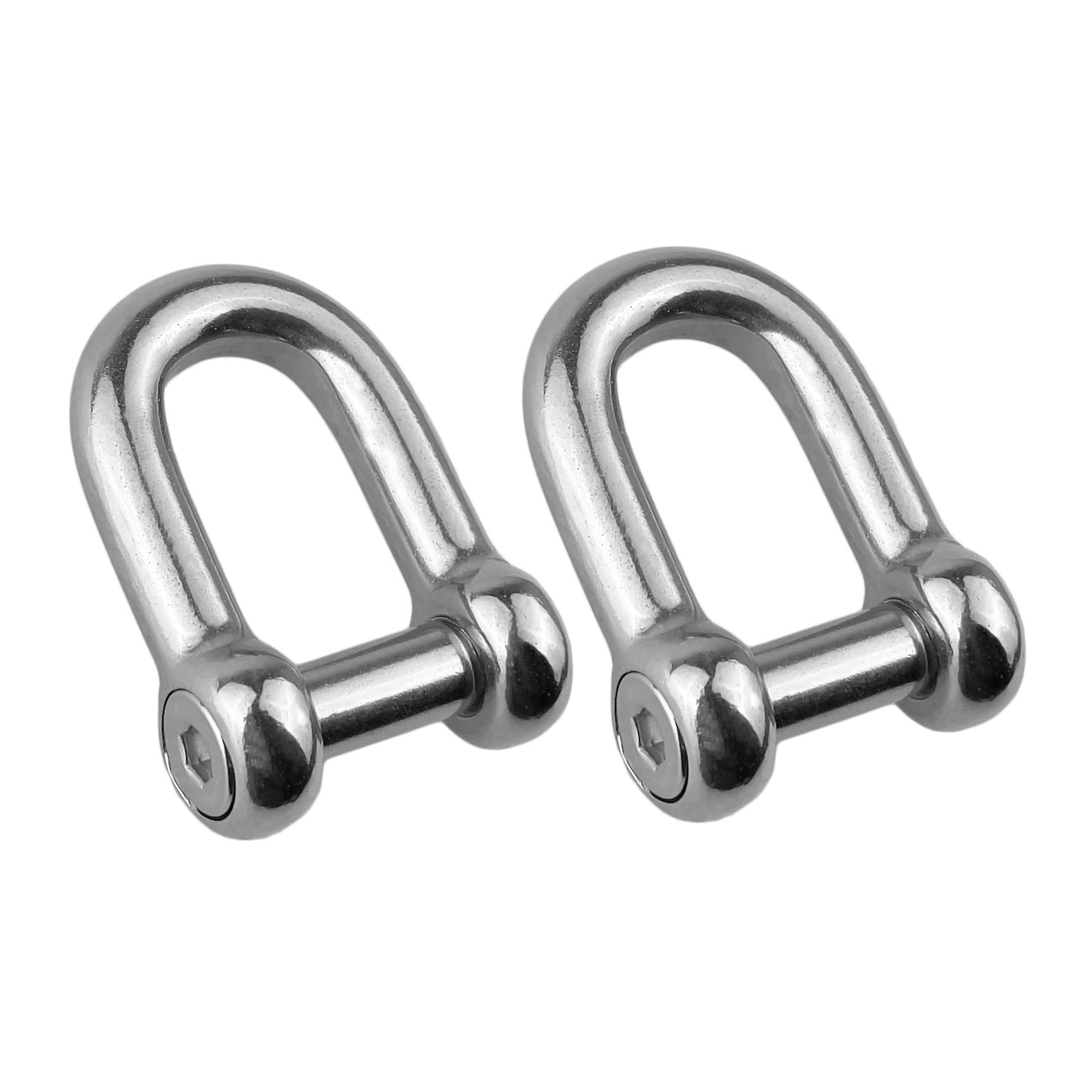 GATE14® Stainless Steel Shackle with Concealed Screw Pin, D Shape, Ø 6 mm - 2 Pcs