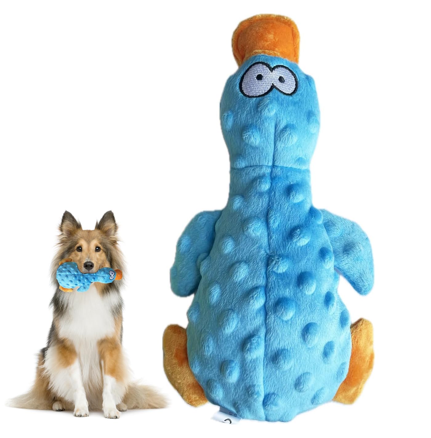 MUNSKT 1PCS Upgraded Goose Indestructible Dog Toys for Aggressive Chewers Small Medium Large Breed, Crinkle Squeaky Dog Toys Plush Dog Toy Puppy Chew Toys for Teething, Duck Interactive Dog Puppy Toys
