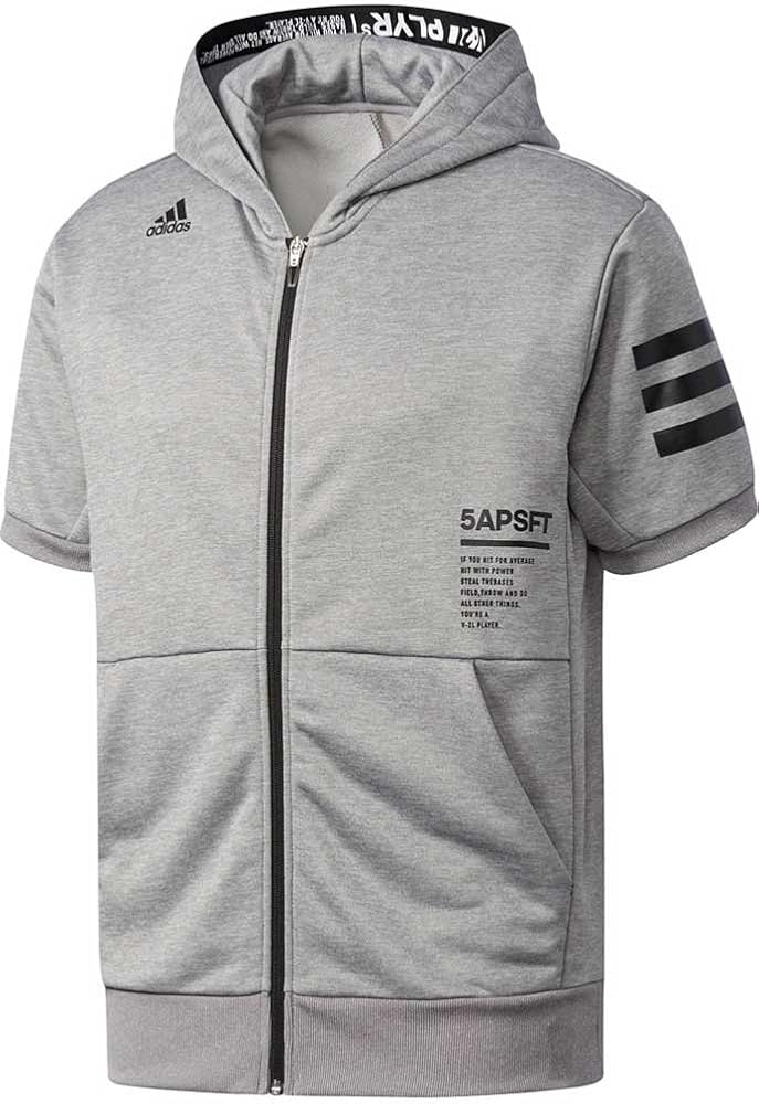 Amazon Co Jp Adidas アディダス メンズ 半袖 フード フルジップスウェット Djg55 Br5625コアヘザー 2xo スポーツ アウトドア