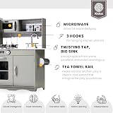 Kidoz Signature Wooden Toy Kitchen Large Play Kitchen Grey With Lights Sounds view 6