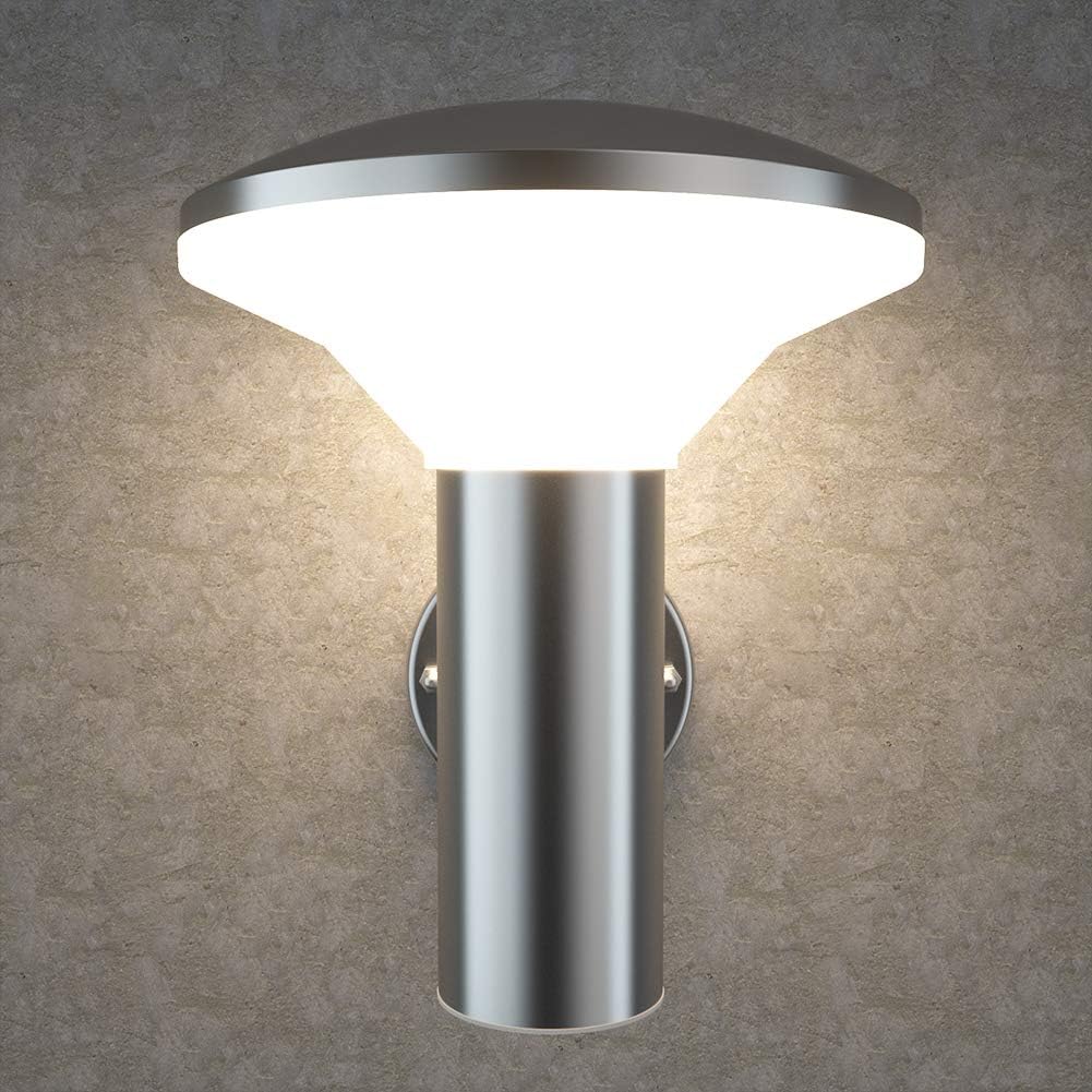 NBHANYUAN Lighting Outdoor Wall Light,SUS304 Stainless Steel LED Outside Wall Lights,IP44 Waterproof Wall Lights for Porch,Patio,Silver,1000LM 3000K Warm White - Image 3