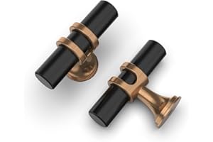 Asidrama 10 Pack Champagne Bronze and Matte Black Kitchen Cabinet Knobs Cabinet Hardware Zinc Knobs for Dresser Drawers