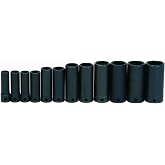 Williams JHWWS-12-12 SUPERTORQUE 12-Piece 3/8-Inch Drive Deep Impact 6 Point Socket Set, Black Industrial Finish, Designed for Maximum Engagement on 6-Point Fasteners