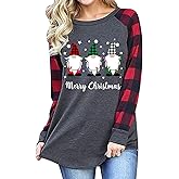 Gnome Christmas Shirt Women Funny Graphic T-Shirt Gnome Tee Raglan Baseball Tops Holiday Clothes