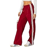 Seyurigaoka Women Side Striped Pants Wide Leg Stretchy Track Pants Elastic Waisted Striped Sweatpants