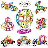 Tomons 108 PCS Magnetic Blocks for Kids，Magnetic Tiles Building Blocks Toys with Ferris Wheel