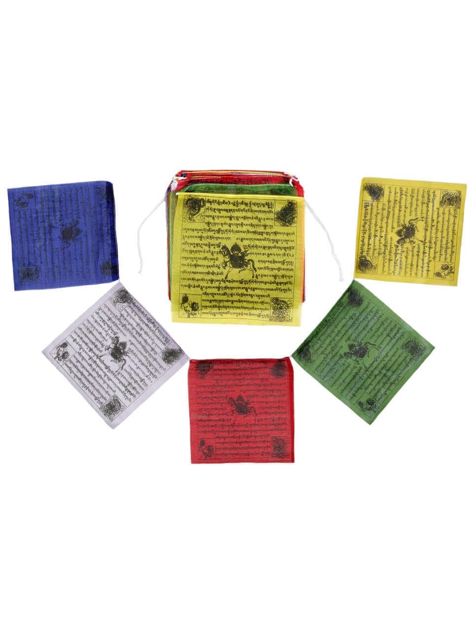 HAND MADE FAIR TRADE TIBETAN BUDDHIST COTTON PRAYER FLAGS WIND HORSES FROM NEPAL - 25 FLAGS - OVER 5M LONG